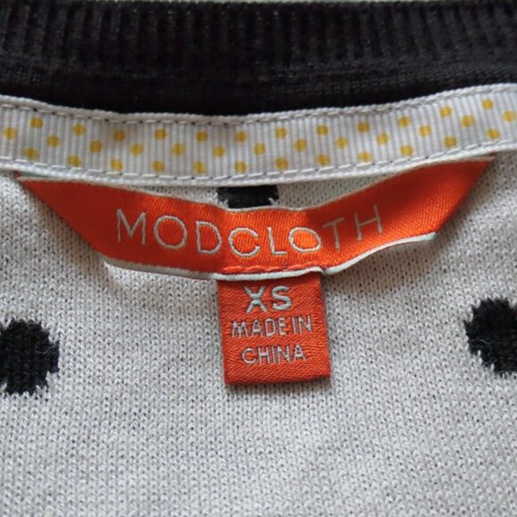 Modcloth cardigan, Black with white polka dots, XS, NEW - Picture 3 of 5